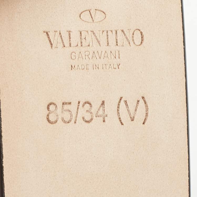 Pre Owned Valentino Black Leather Rockstud Buckle Belt 85 CM