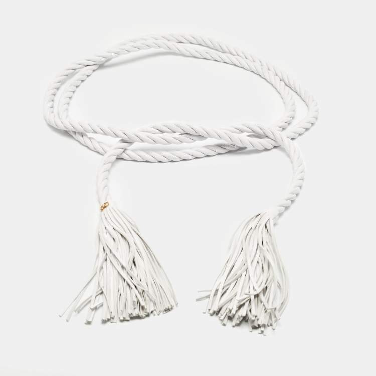 Pre Owned Valentino White Braided Leather The Rope Belt M
