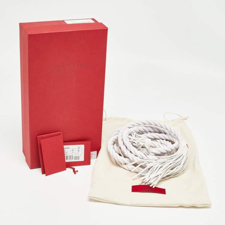 Pre Owned Valentino White Braided Leather The Rope Belt M