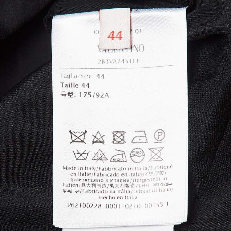 Pre Owned Valentino Black Wool Blend Stud Button Detail Short Dress M