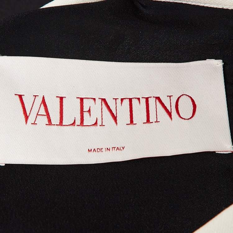 Pre Owned Valentino Black Wool Blend Stud Button Detail Short Dress M