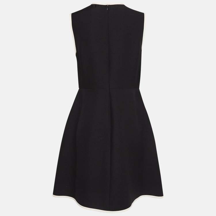 Valentino Black Wool Blend Stud Button Detail Short Dress M