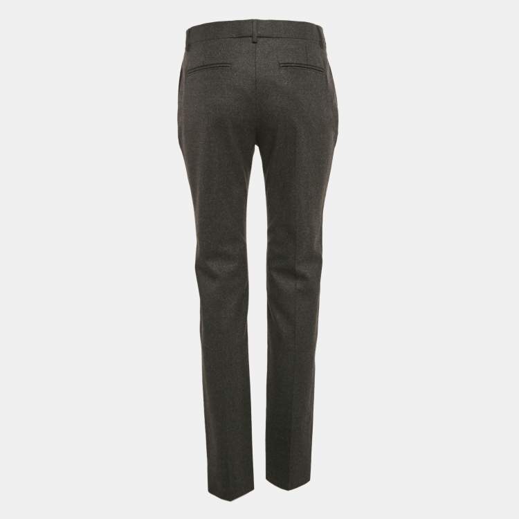 Pre Owned Valentino Charcoal Grey Felt Wool Tapered Trousers S