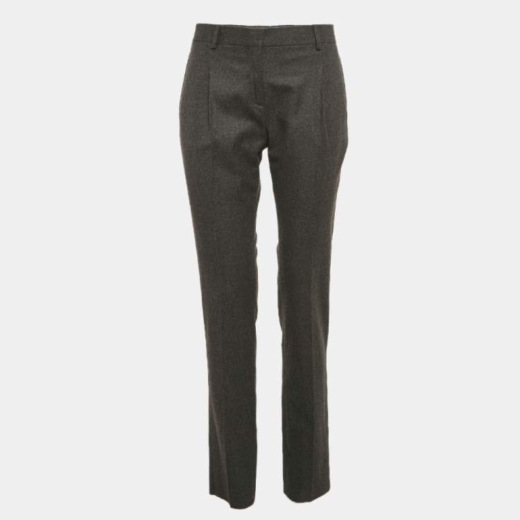 Pre Owned Valentino Charcoal Grey Felt Wool Tapered Trousers S