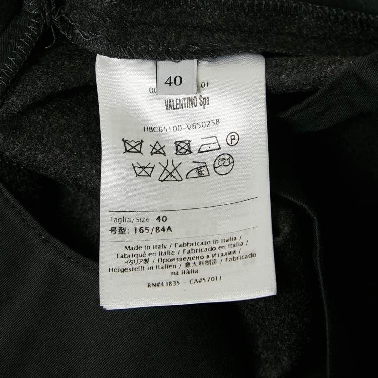 Pre Owned Valentino Charcoal Grey Felt Wool Tapered Trousers S