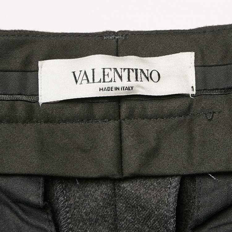 Pre Owned Valentino Charcoal Grey Felt Wool Tapered Trousers S