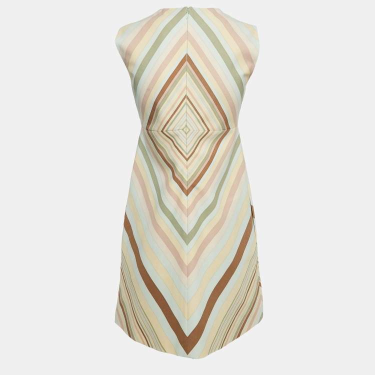 Pre Owned Valentino Multicolor Striped Wool Blend Mini Dress S
