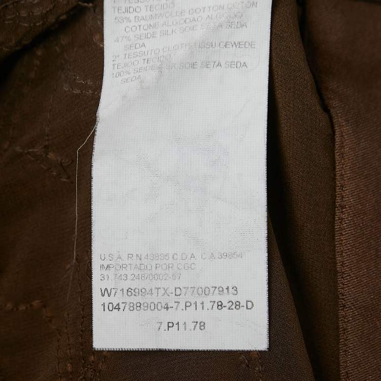 Pre Owned Valentino Brown Embellished Cotton and Silk Strapless Top M