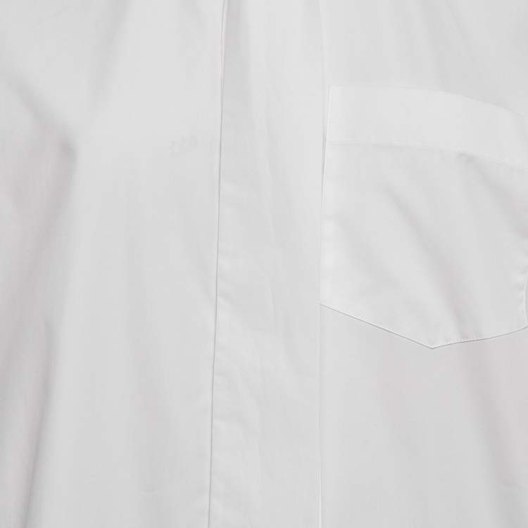 Pre Owned Valentino White Cotton Tie-Up Neck Oversized Shirt XS