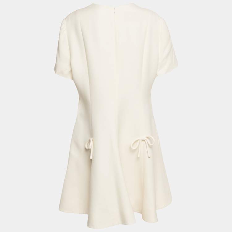 Pre Owned Valentino Cream Crepe Bow Detail Mini Dress XL