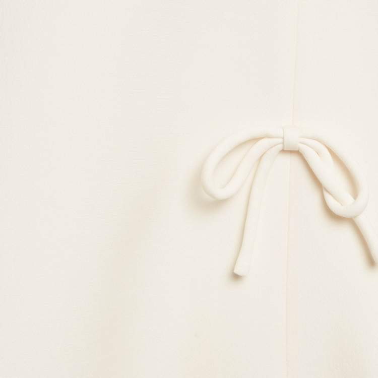 Pre Owned Valentino Cream Crepe Bow Detail Mini Dress XL