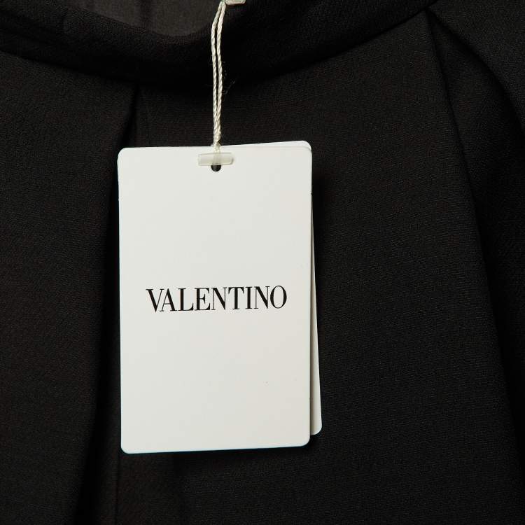 Pre Owned Valentino Black Wool Pleated Mini Skirt M