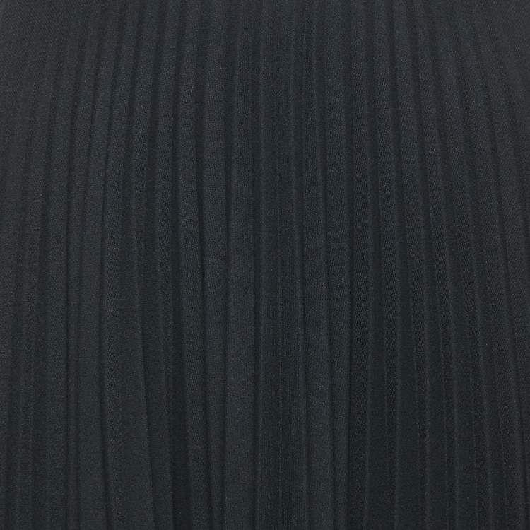 Pre Owned Valentino Black Sateen Plisse Midi Skirt S