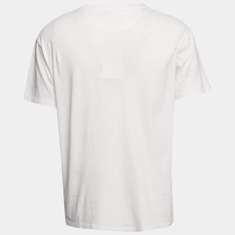 Pre Owned Valentino White Logo Sequin Detail  Jersey T-Shirt M