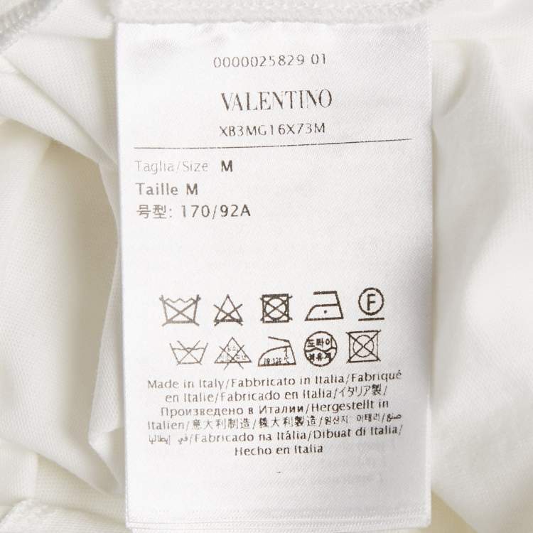 Pre Owned Valentino White Logo Sequin Detail  Jersey T-Shirt M