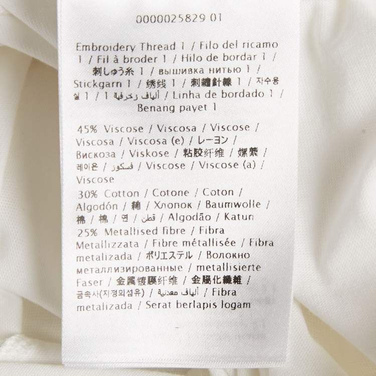 Pre Owned Valentino White Logo Sequin Detail  Jersey T-Shirt M