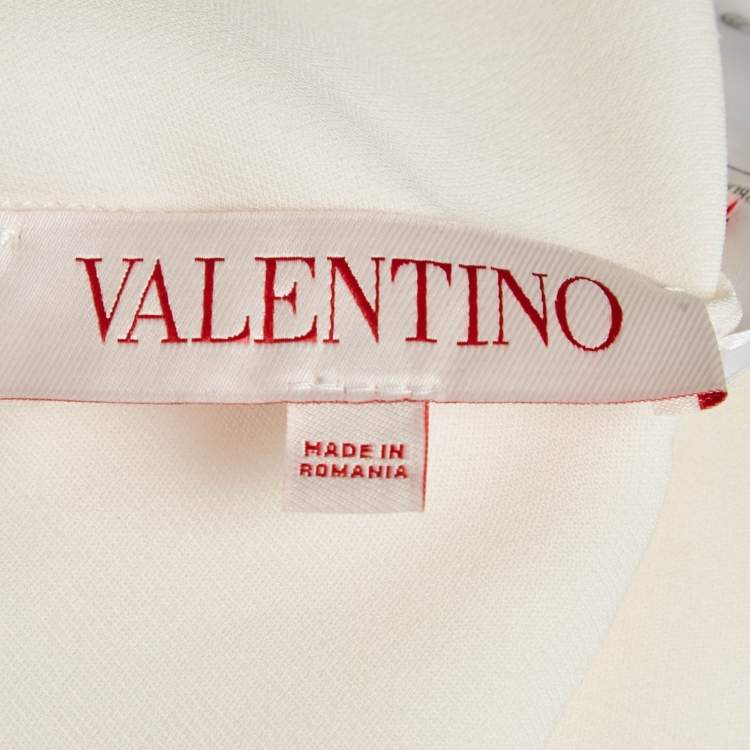 Pre Owned Valentino Ivory Silk Sleeveless Top M