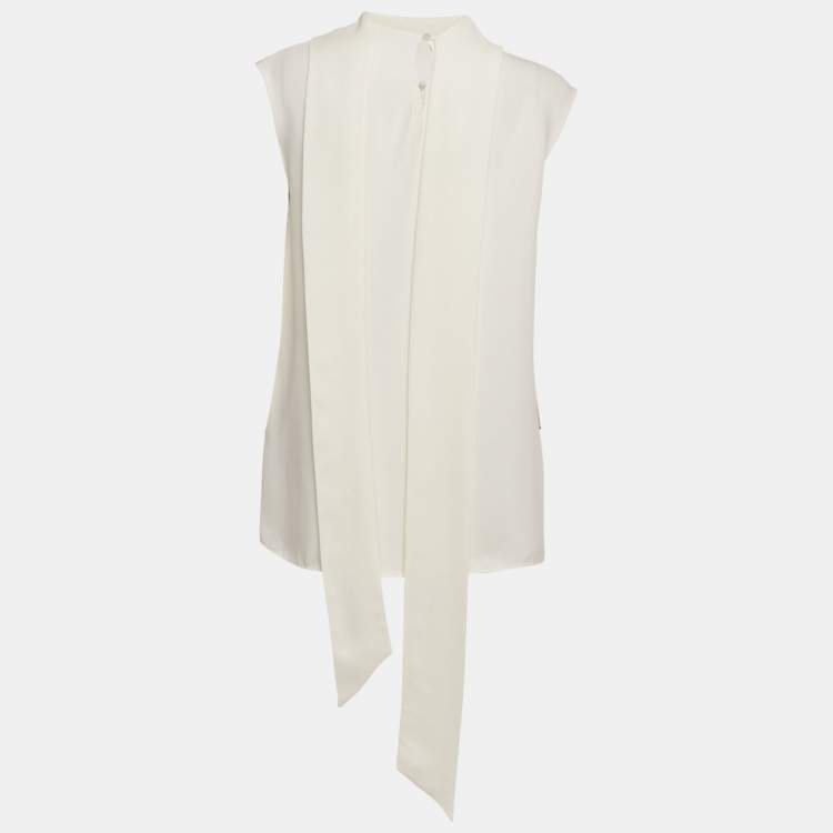 Pre Owned Valentino Ivory Silk Sleeveless Top M