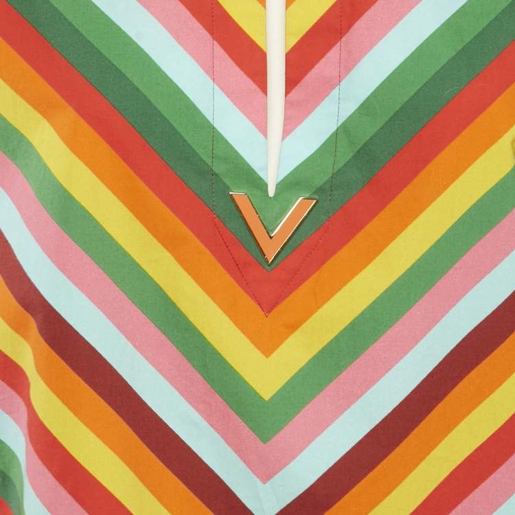 Pre Owned Valentino Multicolor Archive 1973 Chevron Cotton Mini Shirt Dress XS