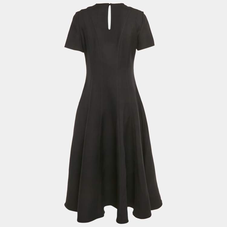 Pre Owned Valentino Black Wool Blend Paneled Midi Dress M