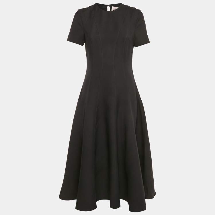 Pre Owned Valentino Black Wool Blend Paneled Midi Dress M