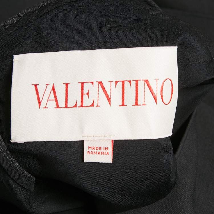Pre Owned Valentino Black Wool Blend Paneled Midi Dress M