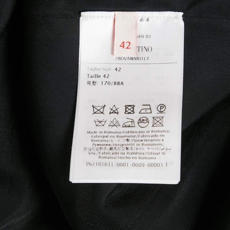 Pre Owned Valentino Black Wool Blend Paneled Midi Dress M