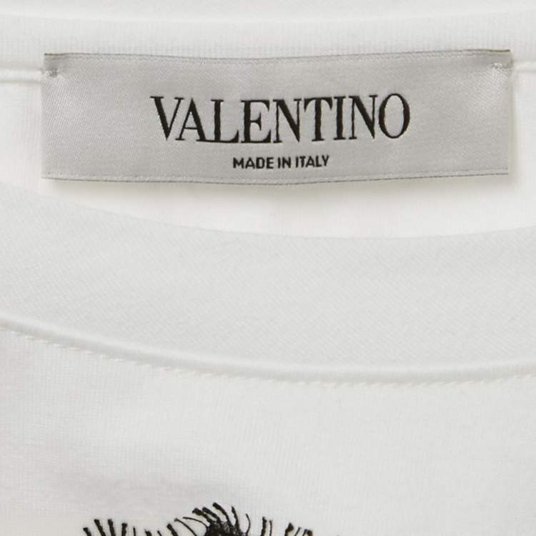 Pre Owned Valentino White Lace Detail Cotton Knit Oversized T-Shirt L