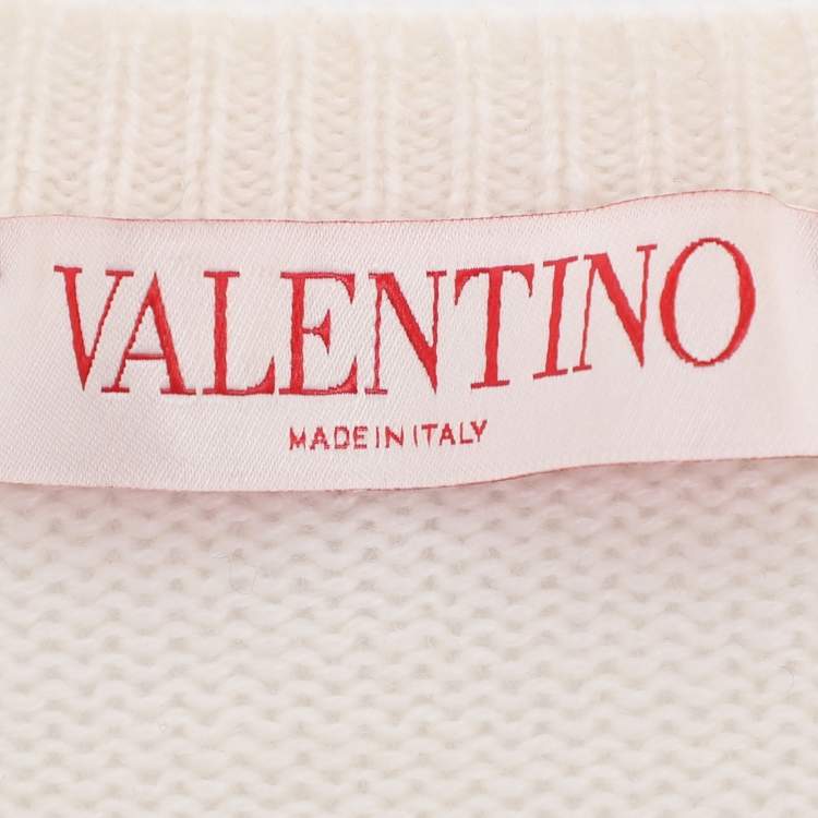 Pre Owned Valentino Cream Cashmere Knit Sweater XS