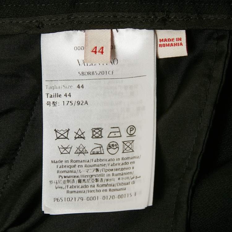 Pre Owned Valentino Black Wool Straight Formal Trousers M