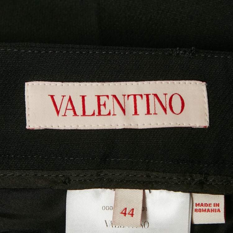 Pre Owned Valentino Black Wool Straight Formal Trousers M