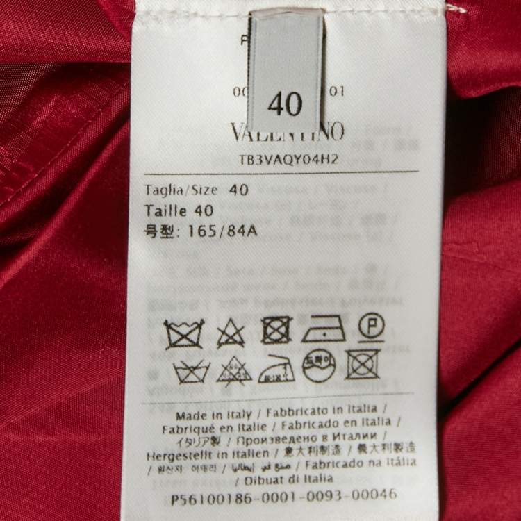 Pre Owned Valentino Red Gabardine Gathered Sleeve Oversized Mini Dress S