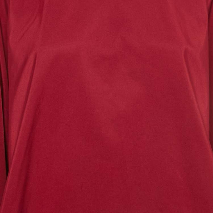 Pre Owned Valentino Red Gabardine Gathered Sleeve Oversized Mini Dress S