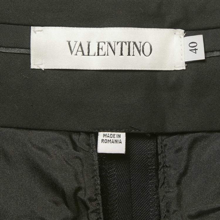 Pre Owned Valentino Black Gabardine Straight Fit Trousers S