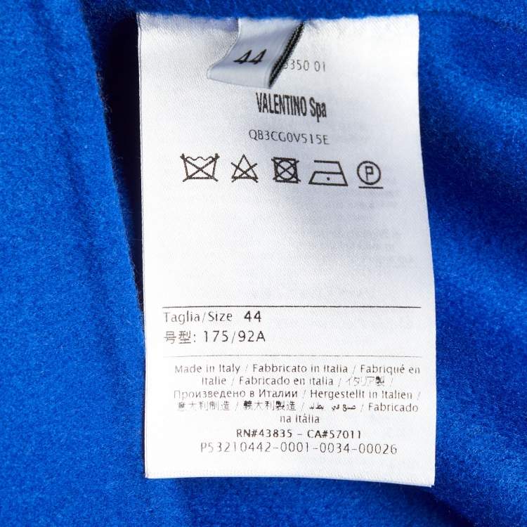 Pre Owned Valentino Blue Wool Scalloped Cape Coat M