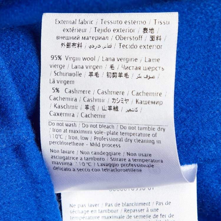 Pre Owned Valentino Blue Wool Scalloped Cape Coat M