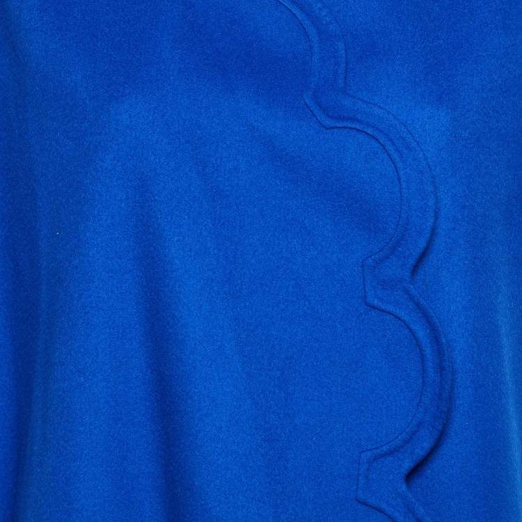 Pre Owned Valentino Blue Wool Scalloped Cape Coat M