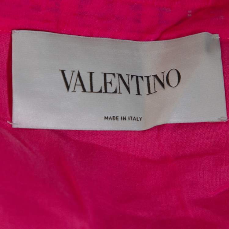مملوكة مسبقًا Valentino Pink Crochet Cotton Flared Short Dress S
