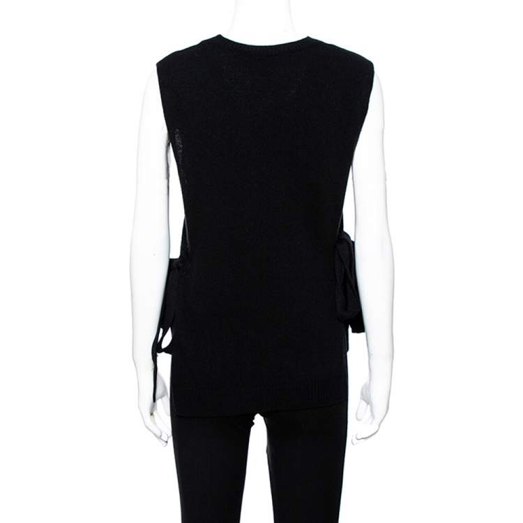 Pre Owned Valentino Black Wool Knit Open Side Vest S