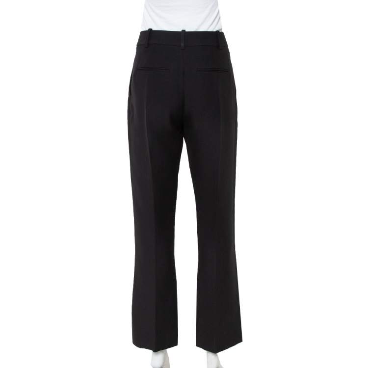 Pre Owned Valentino Black Wool & Silk Straight Leg Trousers M