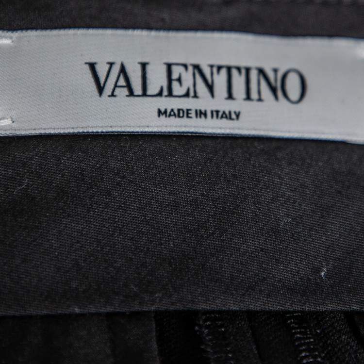 Pre Owned Valentino Black Wool & Silk Straight Leg Trousers M