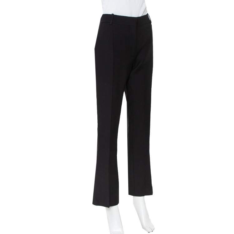 Pre Owned Valentino Black Wool & Silk Straight Leg Trousers M