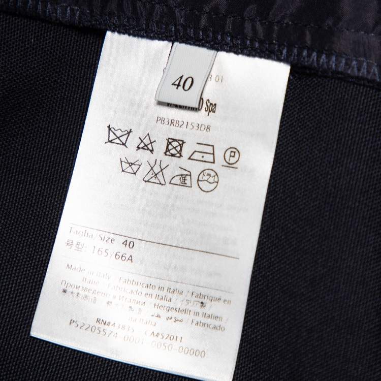 Pre Owned Valentino Navy Blue Wool High Waist Straight Leg Trousers S