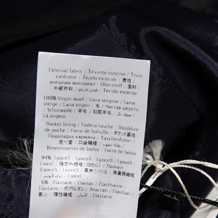 Pre Owned Valentino Navy Blue Wool High Waist Straight Leg Trousers S