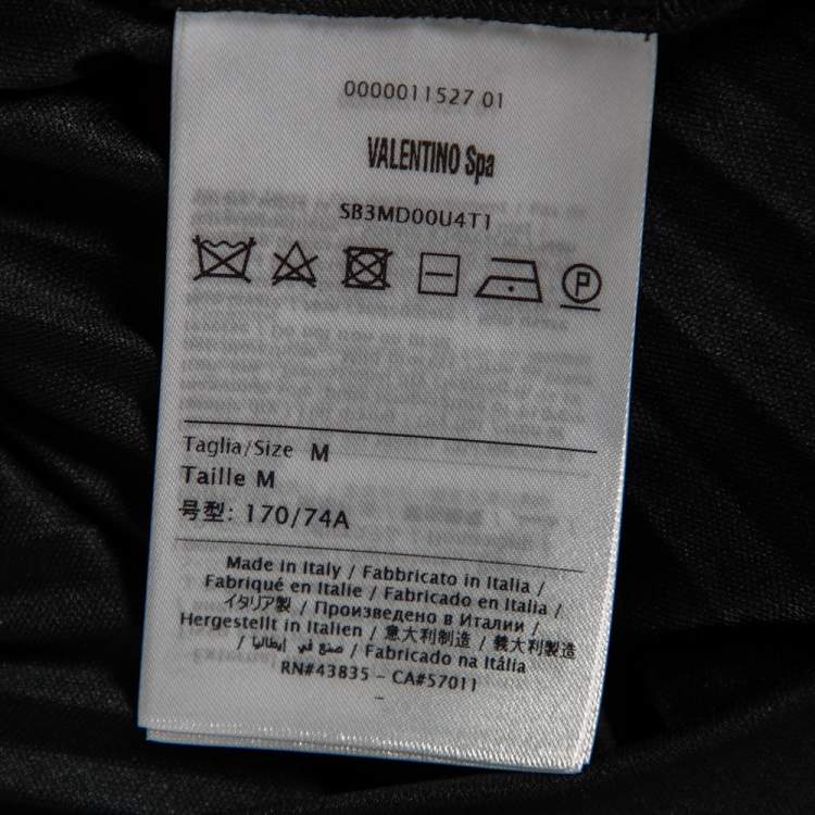 Pre Owned Valentino Black Logo printed Pleated Crepe Midi Skirt M