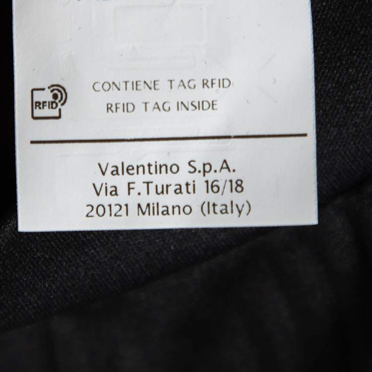 Pre Owned Valentino Black Logo printed Pleated Crepe Midi Skirt M