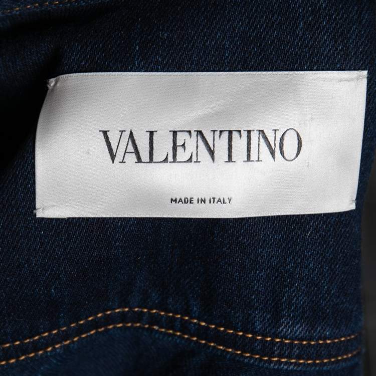 Pre Owned Valentino Navy Blue Denim Cropped Jacket S