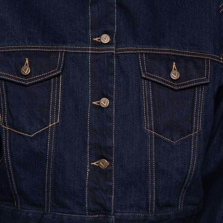Pre Owned Valentino Navy Blue Denim Cropped Jacket S