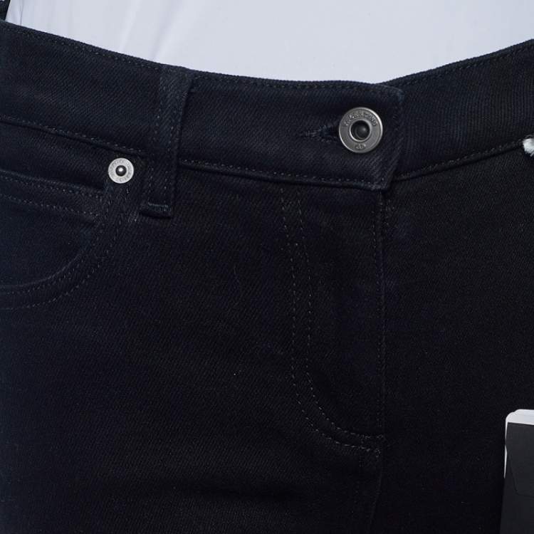 Pre Owned Valentino Black Denim VLTN Star Print Detail Slim Fit Jeans S