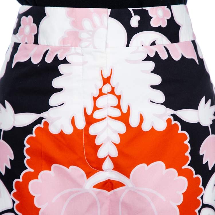 Pre Owned Valentino Multicolor Floral Printed Cotton Cropped Pants S